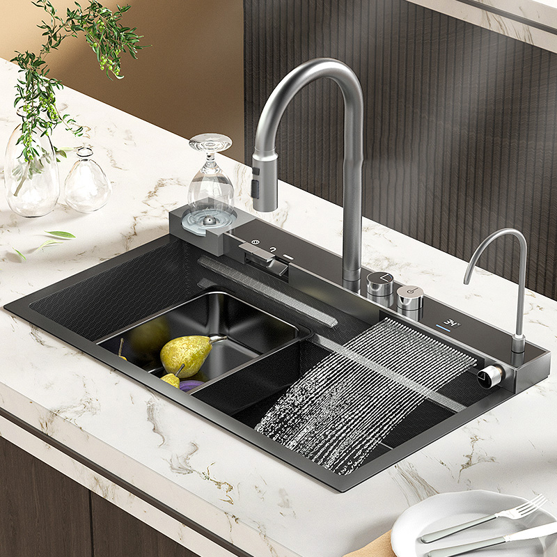 Chậu rửa chén bát 1 hố 5 phím( kèm vòi rửa bát)